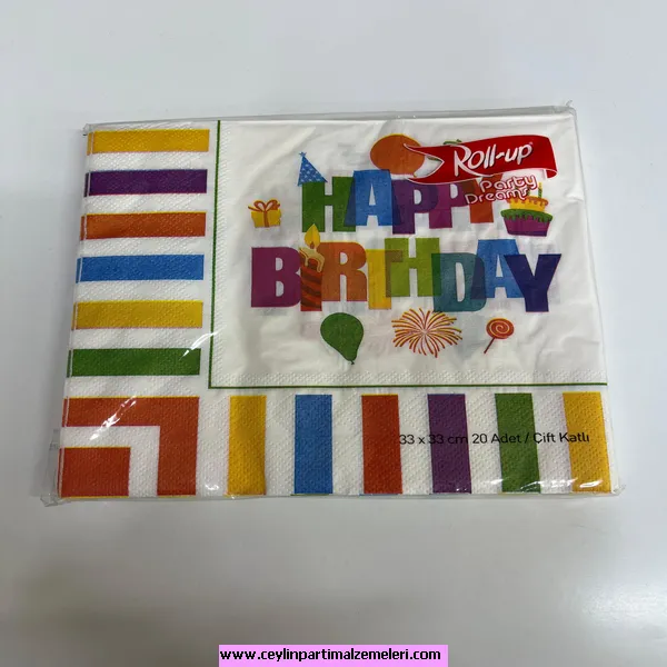 Happy Birthday Renkli Peçete